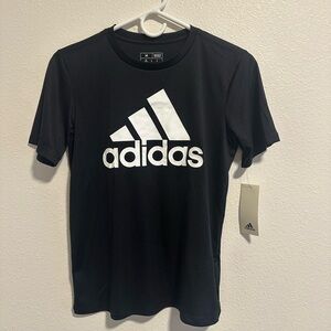 Adidas Boys Black and White Logo Tee